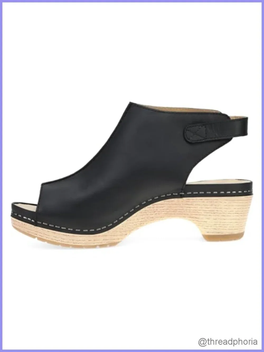 Dansko Lizzy Women's Leather Peep-Toe Ankle Bootie Hook & Loop Closure Platform